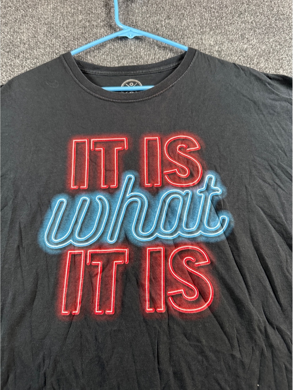 It Is What It Is Neon Graphic T-Shirt Men's 2XL Black Funny Saying Casual Tee